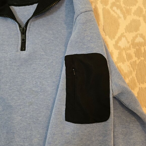 Orvis Mens Size L Light Blue 1/4 Zip Pullover w/ Sleeve Pocket Outdoor Wear - Picture 3 of 11